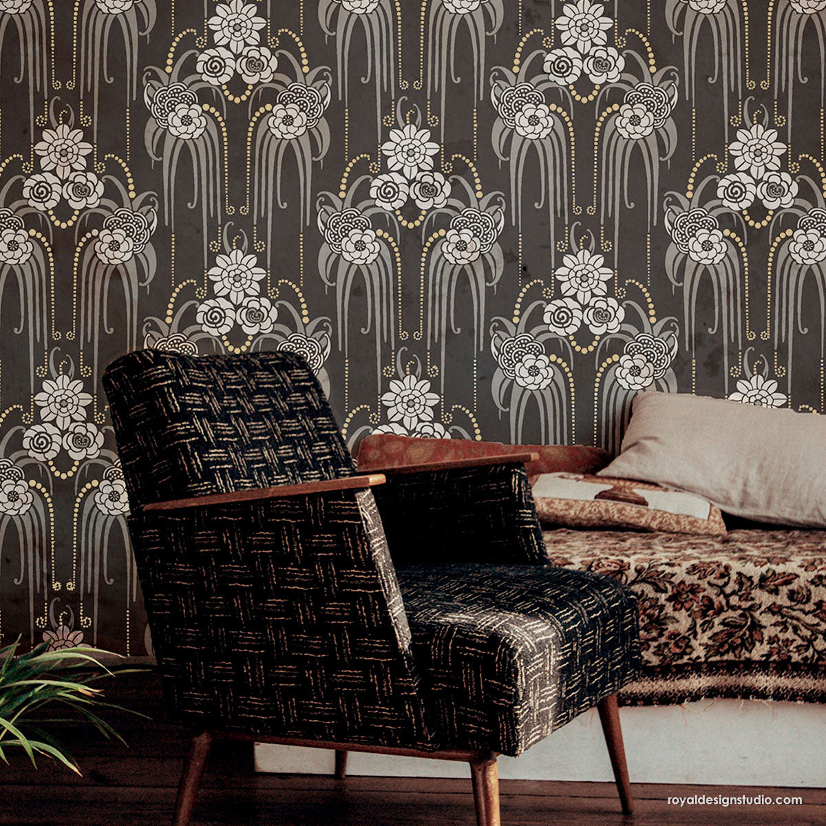 Amelie Floral Deco Wall Stencil