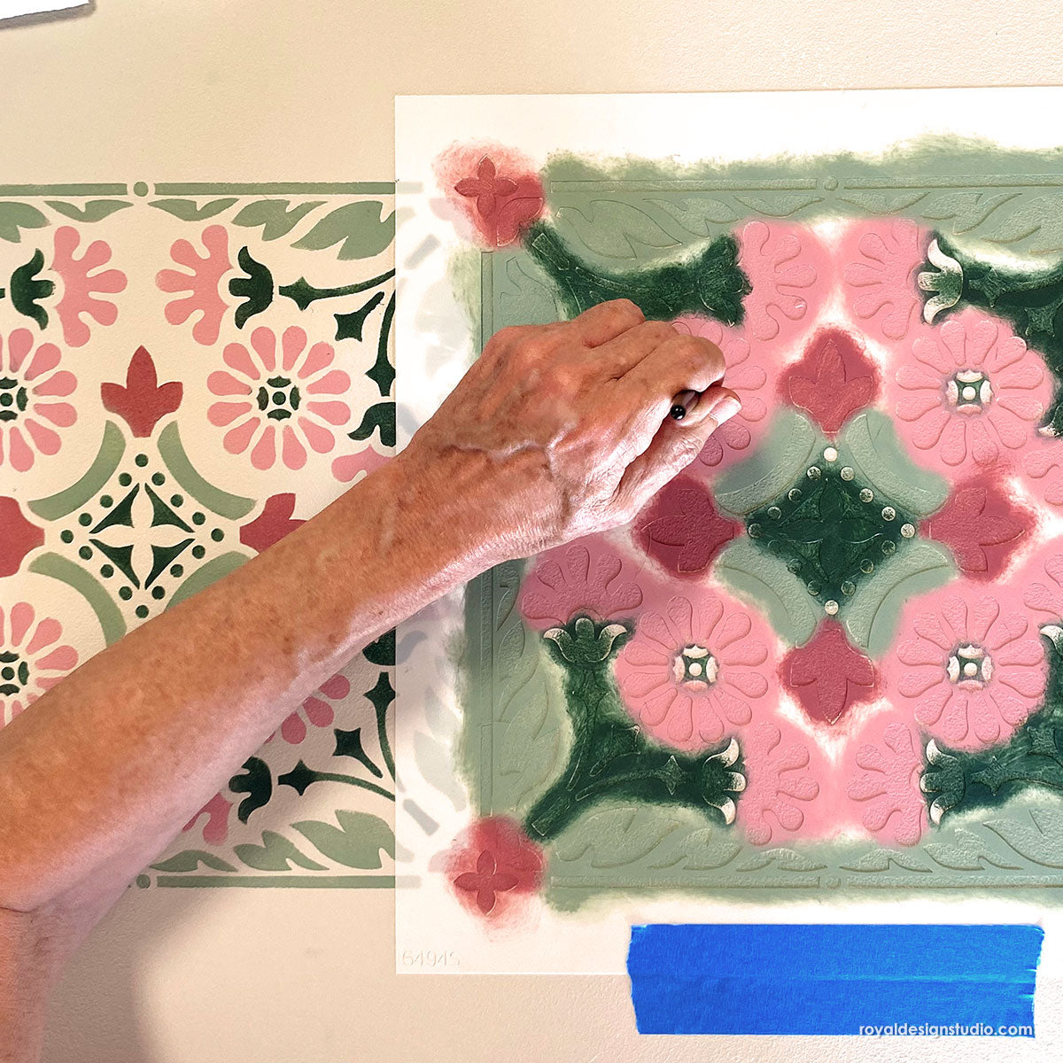 Country Floral Tile Stencil