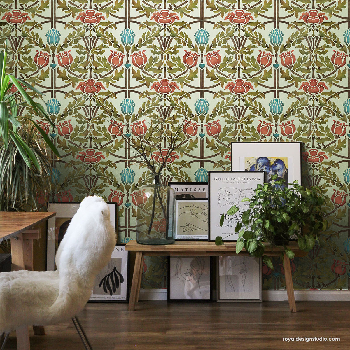 Eugenie Floral Wall Stencil