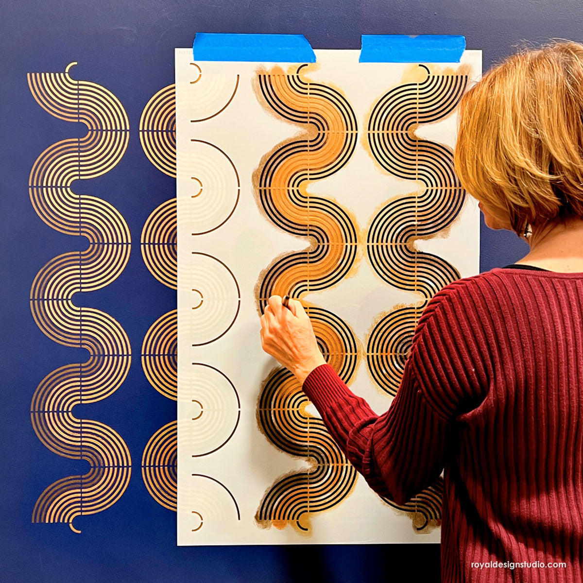 Sound Waves Modern Wall Stencil