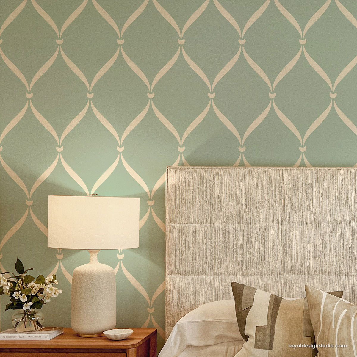 Upscaled Ribbon Lattice Wall Stencil