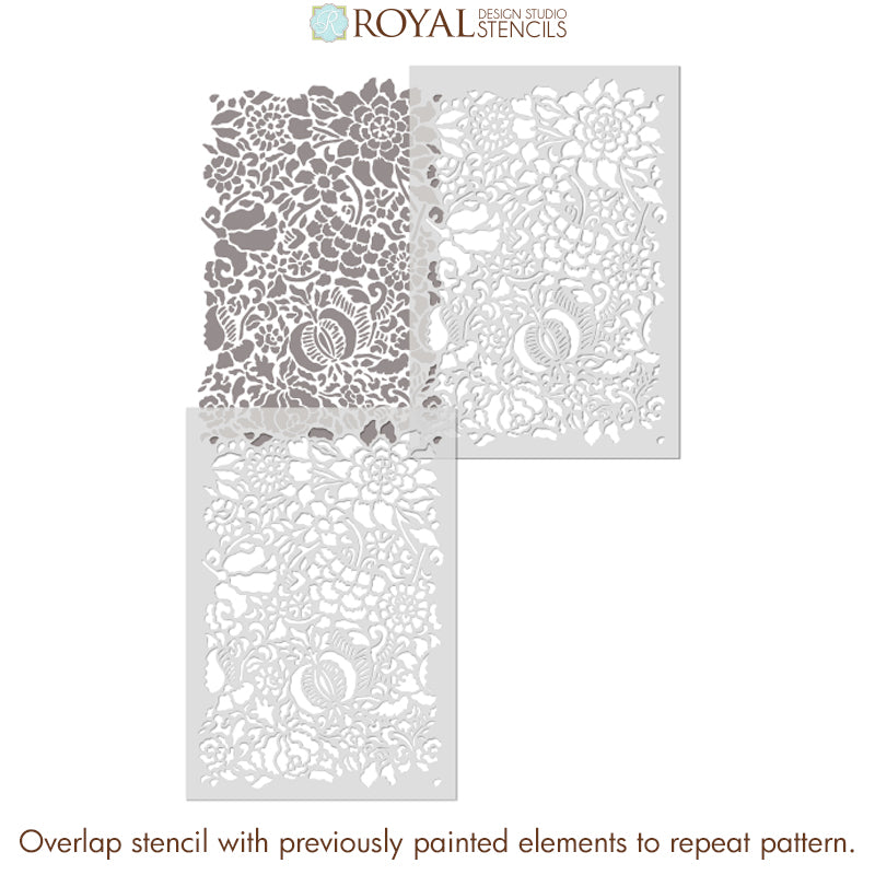 Francesca Floral Damask Wall Stencil