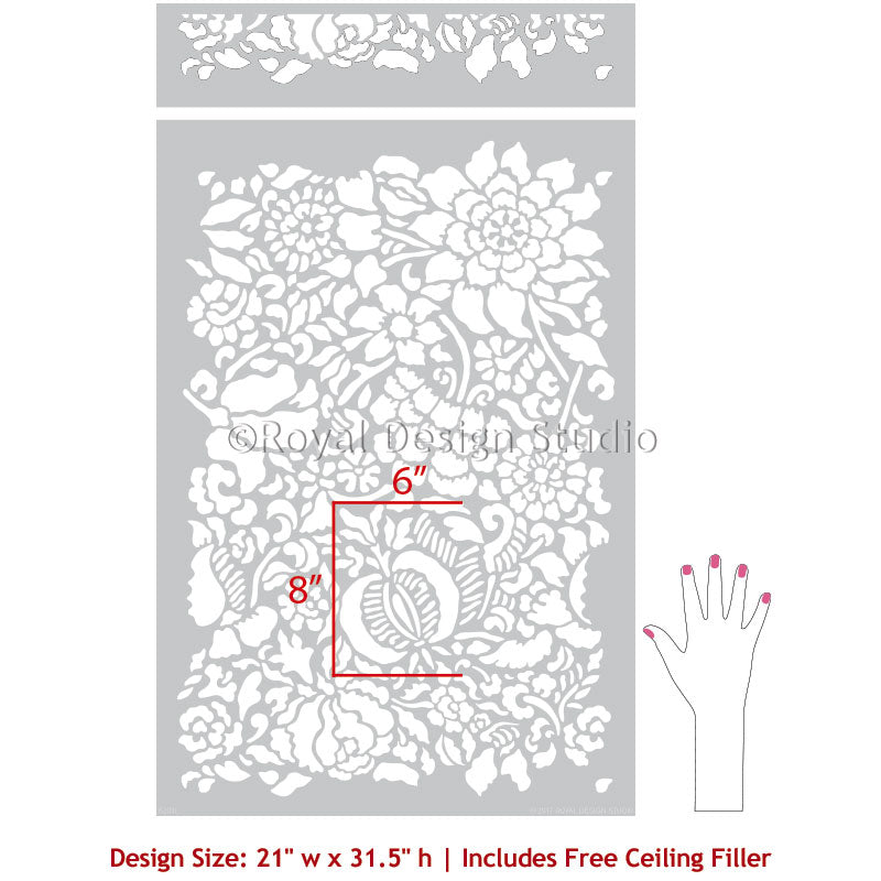 Francesca Floral Damask Wall Stencil