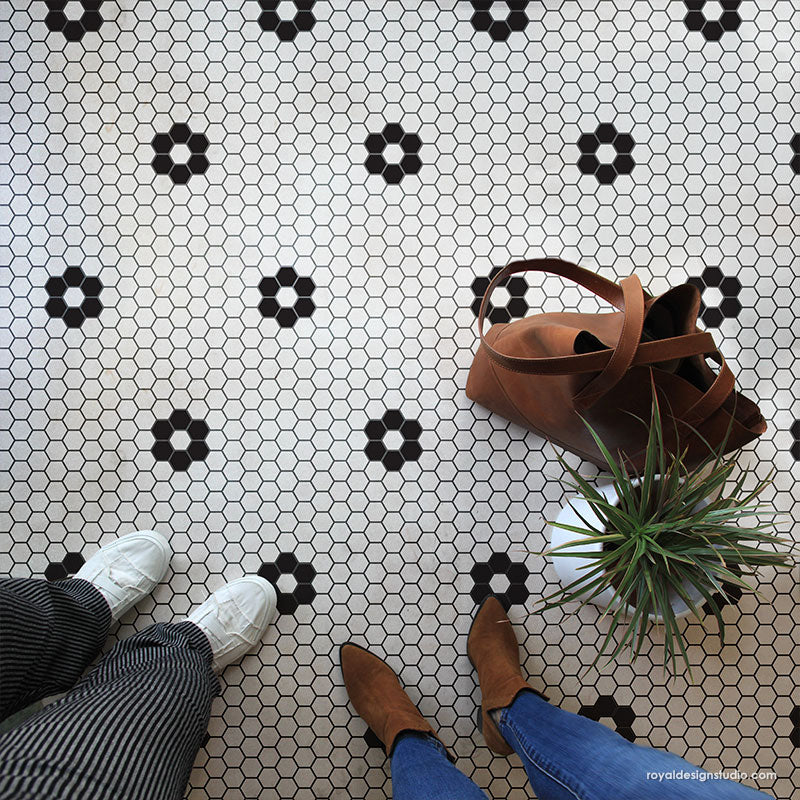 classic hexagon floor tiles penny tiles diy floors