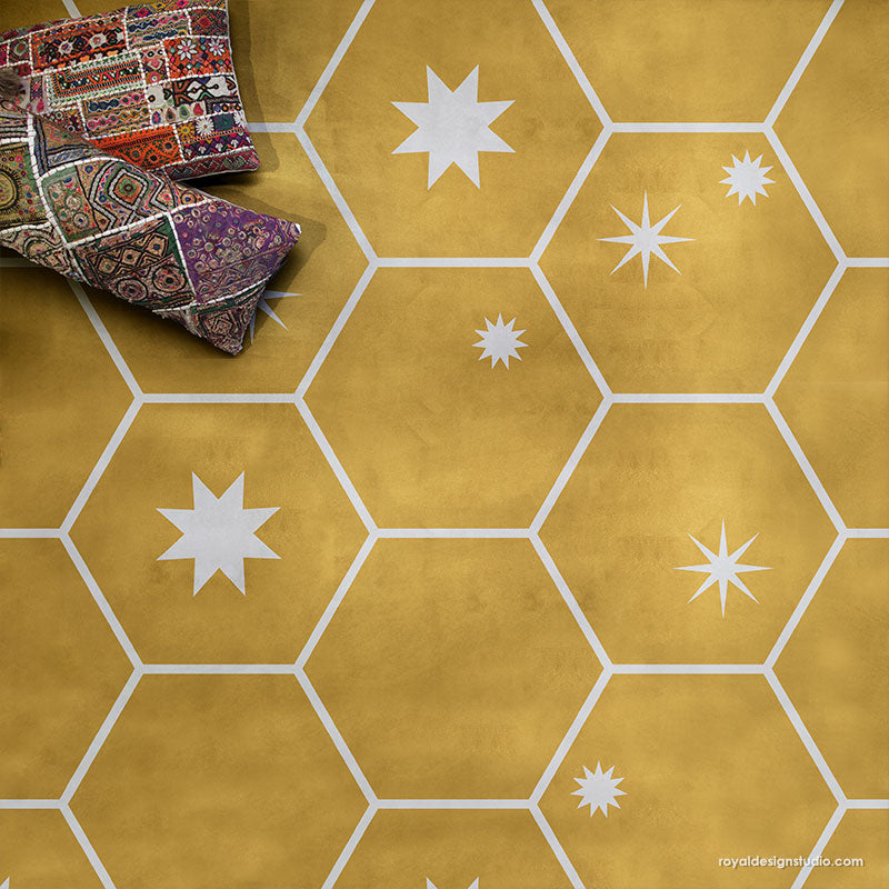 Upscaled Hexagon Tiles Stencil