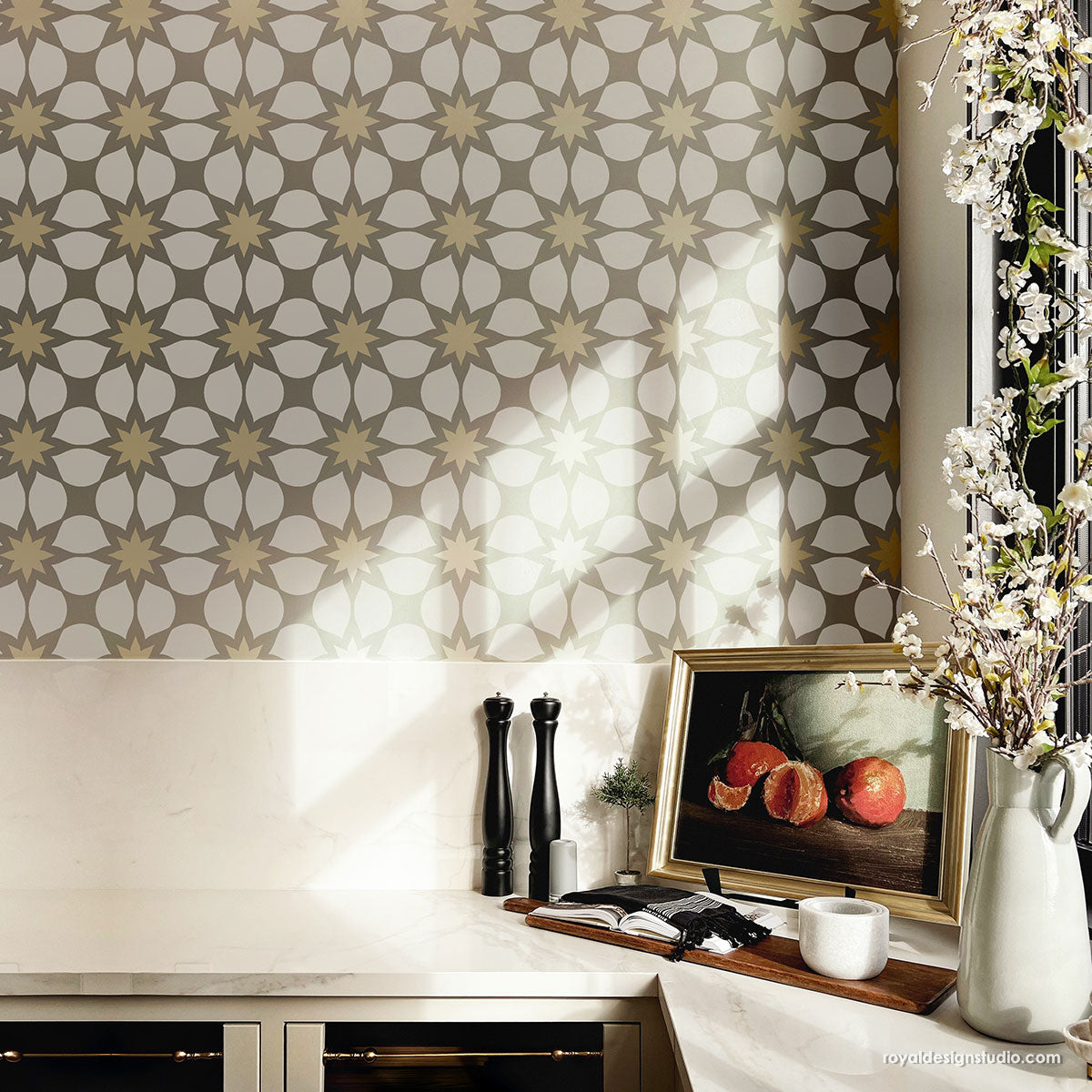Cassis Floral Allover Stencil