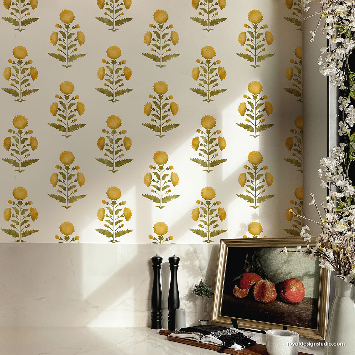 Nadia Block Print Wall Stencil