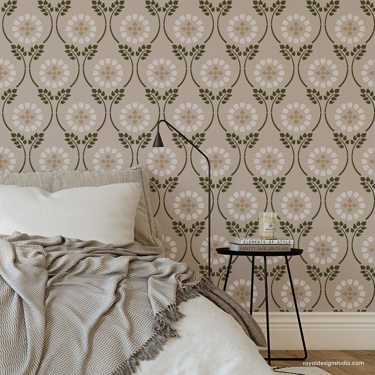 Country Cottage Floral Wall Trellis Stencils for Painting