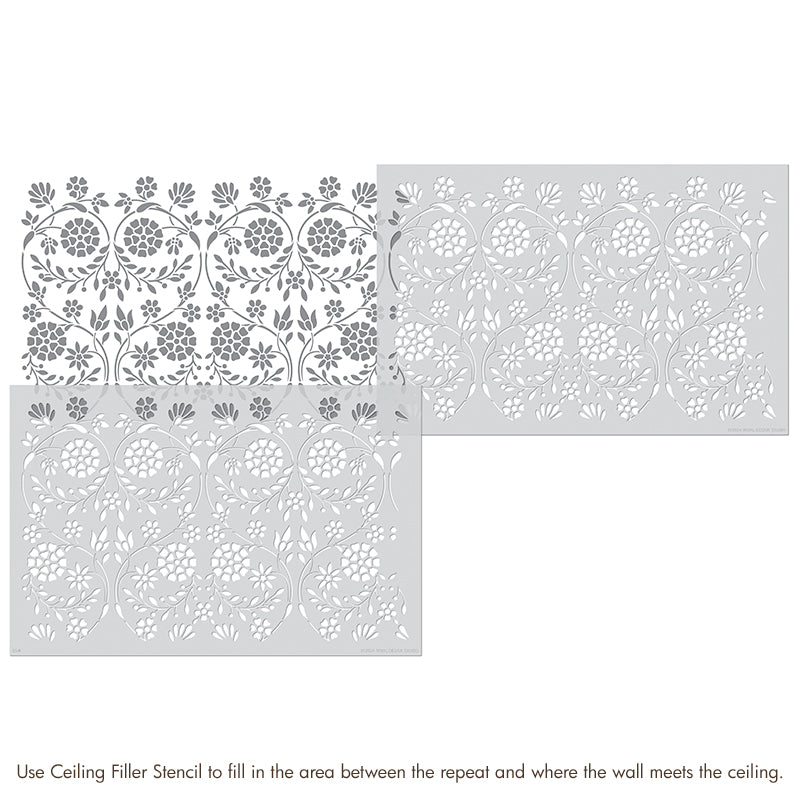 Garden Trellis Floral Wall Stencil