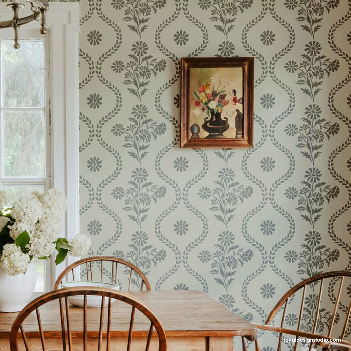 Summer Field Cottage Wall Stencil