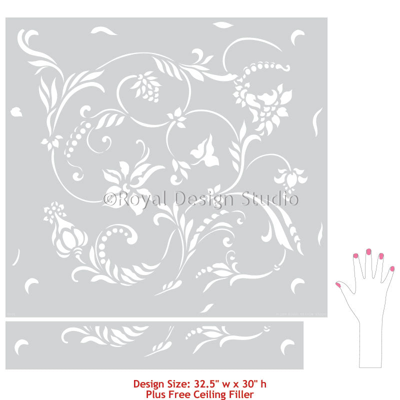 Flourish Allover Wall Stencil