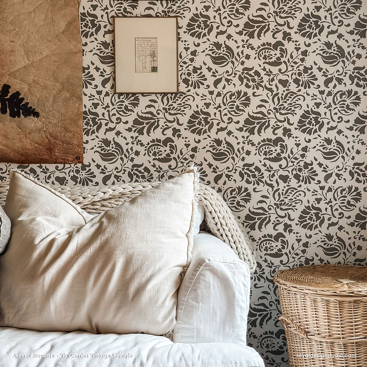 Allover Brocade Large Wall Stencil