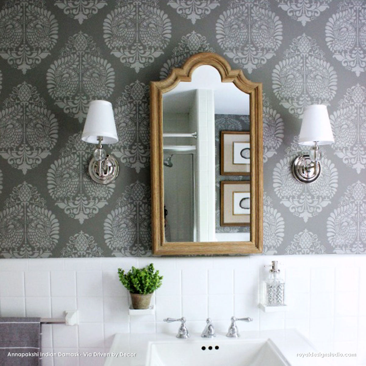 Annapakshi Indian Damask Wall Stencil
