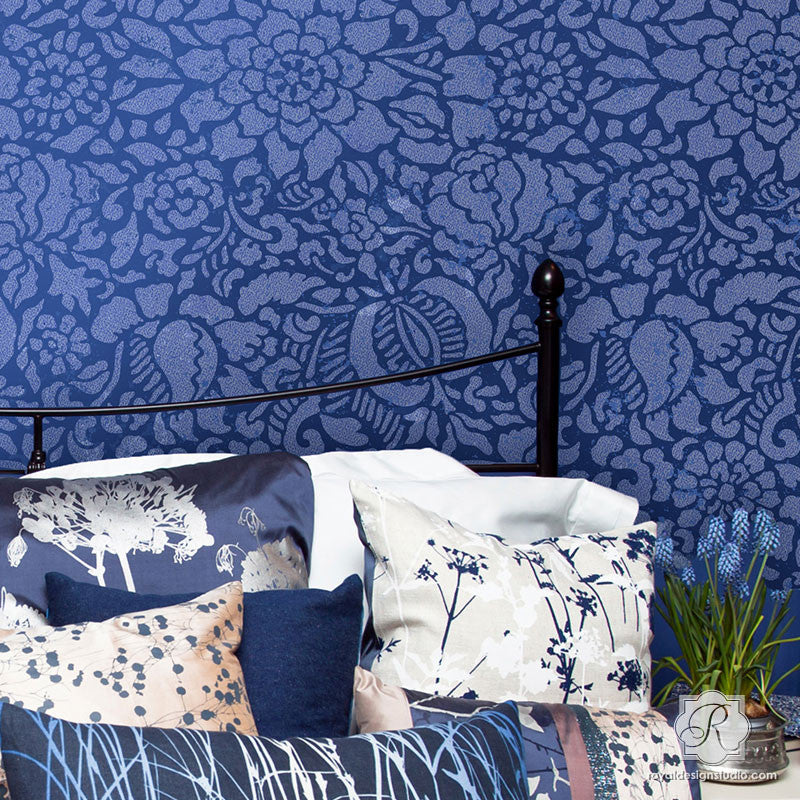 Francesca Floral Damask Wall Stencil