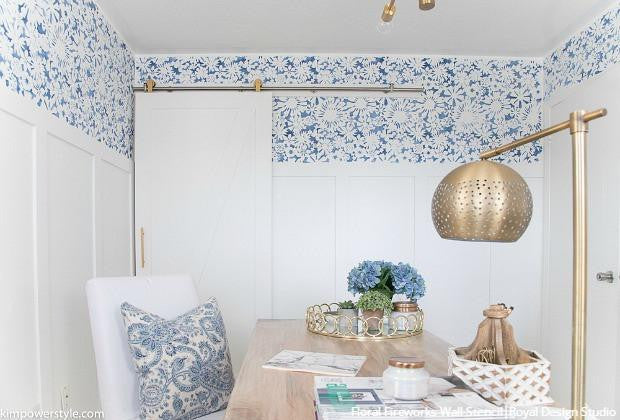 Floral Fireworks Allover Wall Stencil