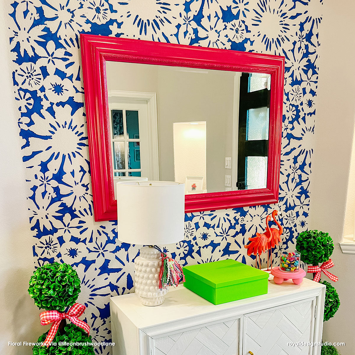 Floral Fireworks Allover Wall Stencil