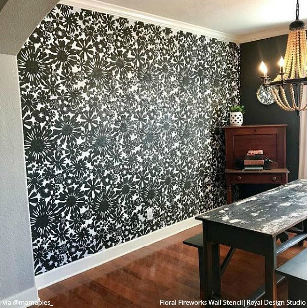 Floral Fireworks Allover Wall Stencil