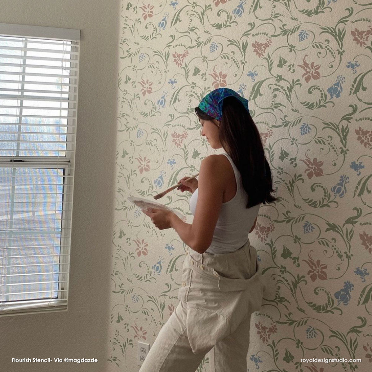 Flourish Allover Wall Stencil