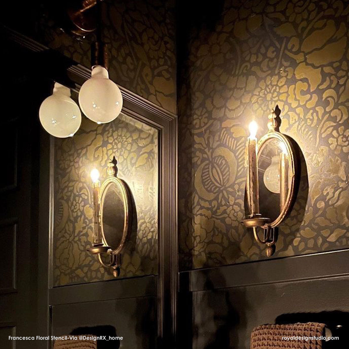 Francesca Floral Damask Wall Stencil