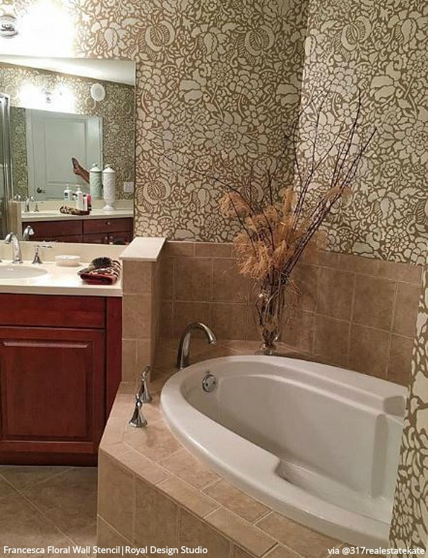 Francesca Floral Damask Wall Stencil