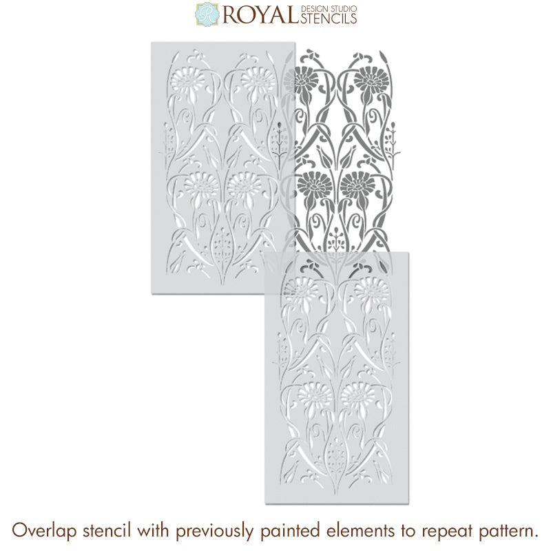 Ophelia Nouveau Floral Stencil