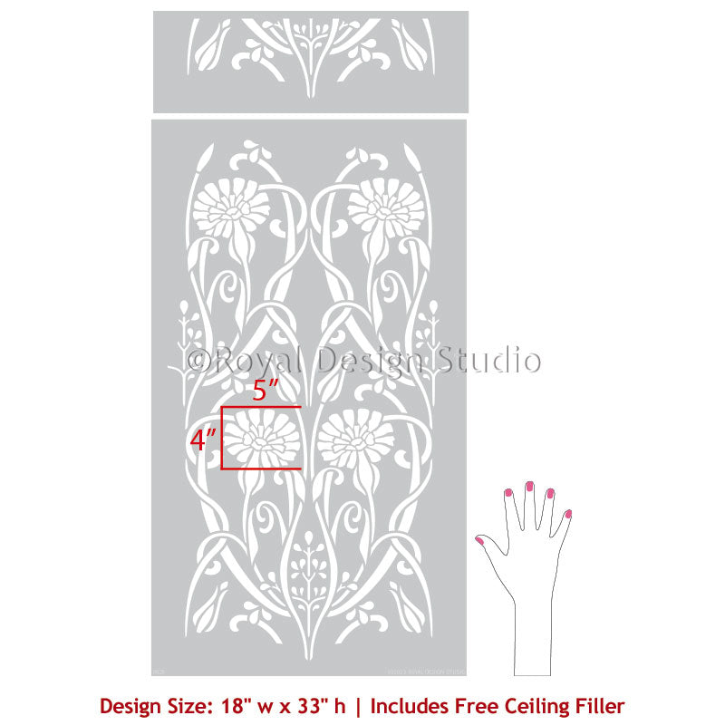 Ophelia Nouveau Floral Stencil