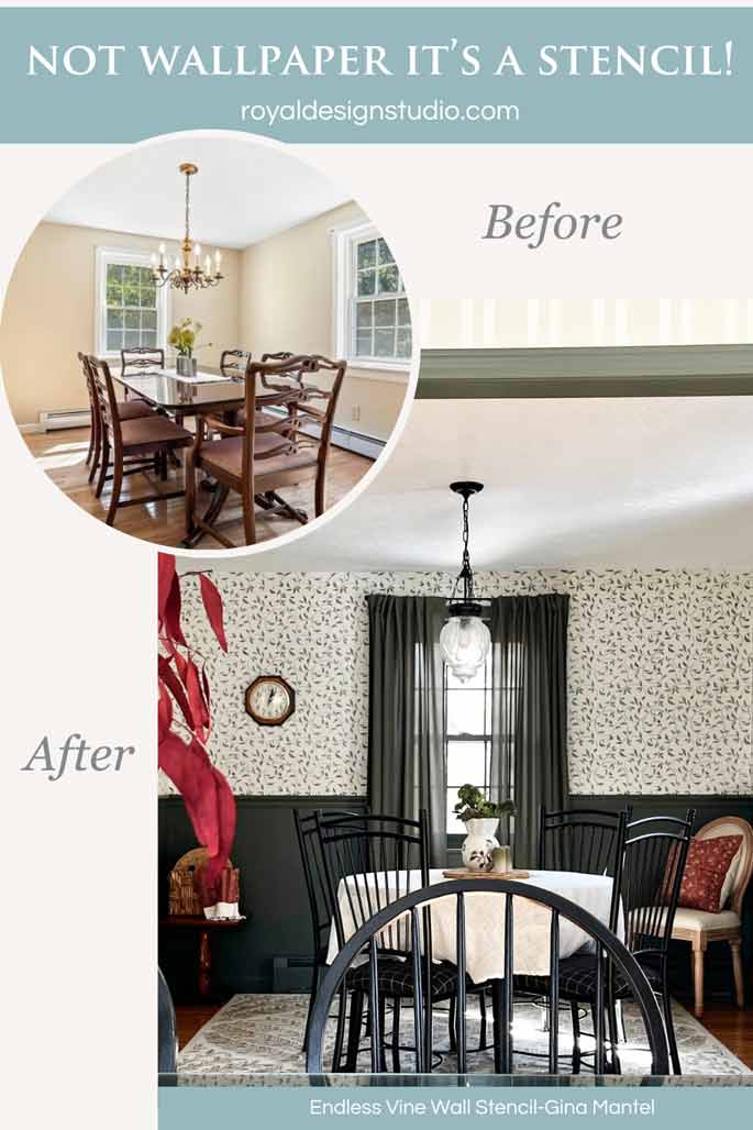 Vine wall stencil pattern cottage core