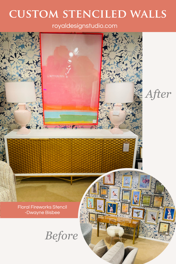 Large flower wall stencil