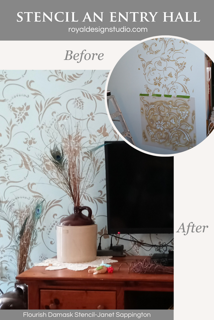 cottage core decor wall stencil in country style