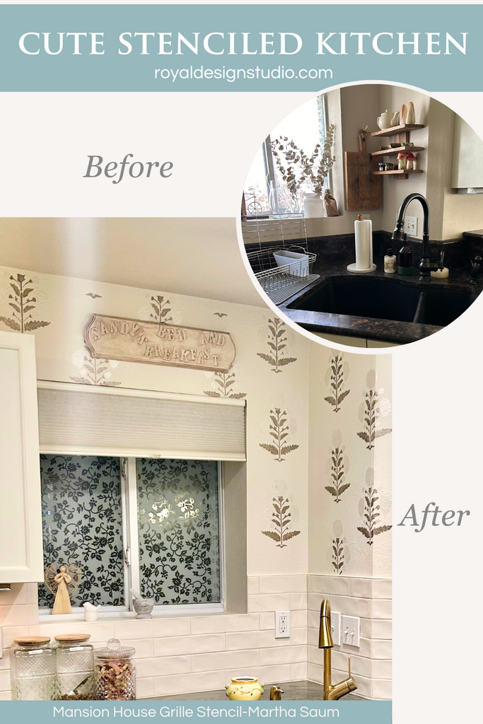 block print wall stencil pattern